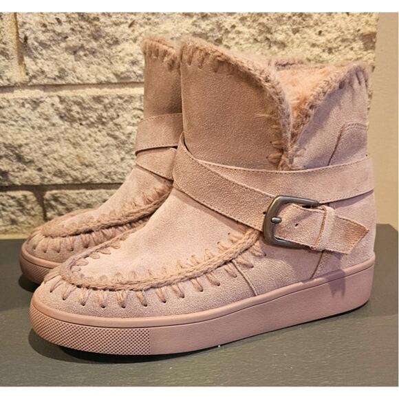 Blondo Women's Anna Boot, Stitch, Buckle, Pink Snow, Winter, Fur lined New Sz 8 - Picture 5 of 11